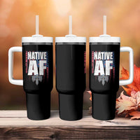Native American Indian Tumbler With Handle Native AF Indigenous Vintage Thunderbird - Wonder Print Shop