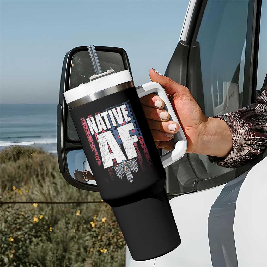 Native American Indian Tumbler With Handle Native AF Indigenous Vintage Thunderbird - Wonder Print Shop