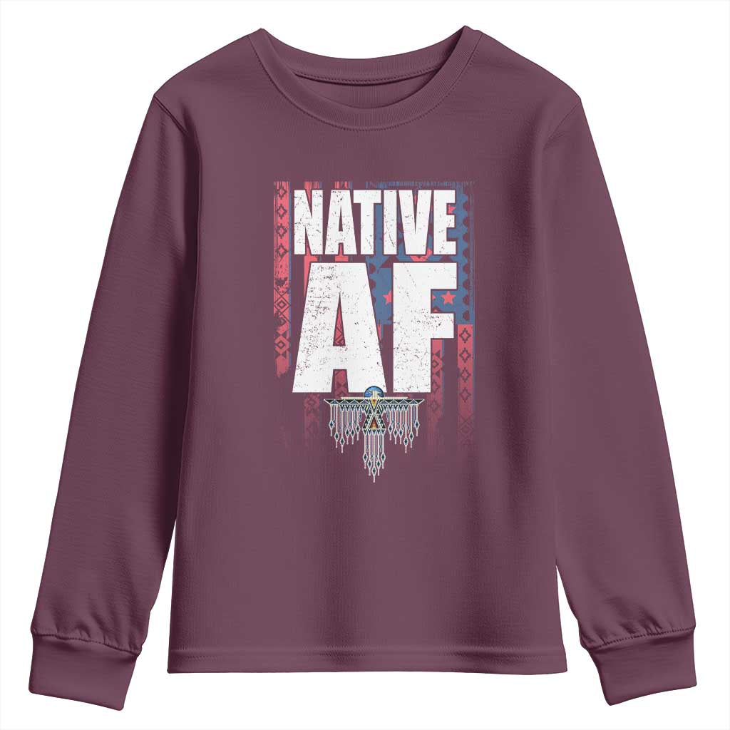Native American Indian Youth Sweatshirt Native AF Indigenous Vintage Thunderbird - Wonder Print Shop