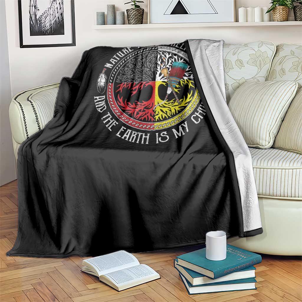 Native Americans Throw Blanket Nature Is My Religion And The Earth Is My Church Tree Peyote - Wonder Print Shop