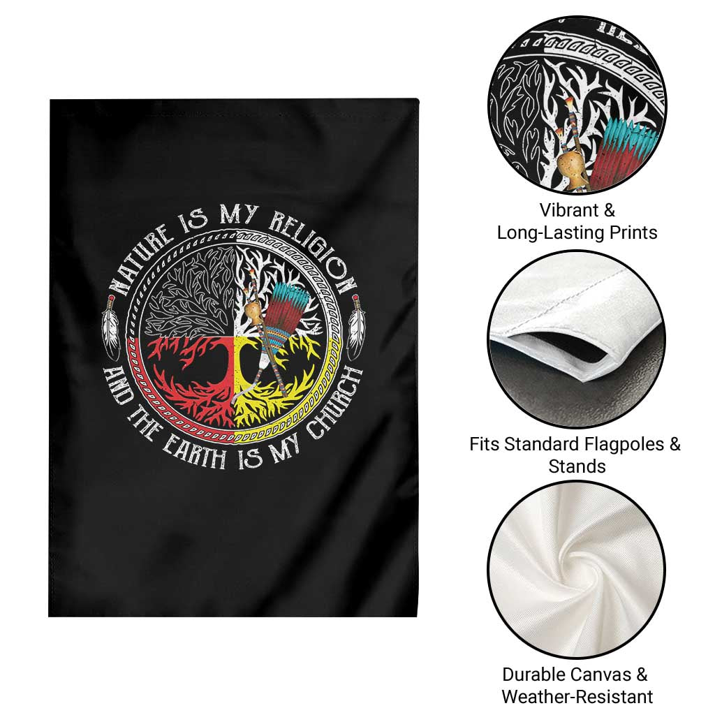 Native Americans Garden Flag Nature Is My Religion And The Earth Is My Church Tree Peyote - Wonder Print Shop