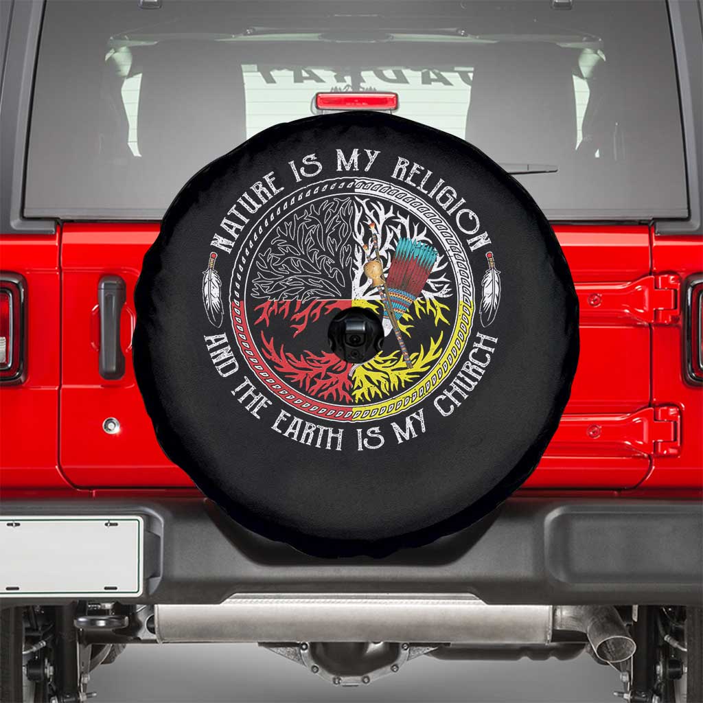 Native Americans Spare Tire Cover Nature Is My Religion And The Earth Is My Church Tree Peyote - Wonder Print Shop