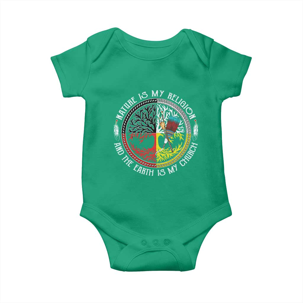 Native Americans Baby Onesie Nature Is My Religion And The Earth Is My Church Tree Peyote - Wonder Print Shop