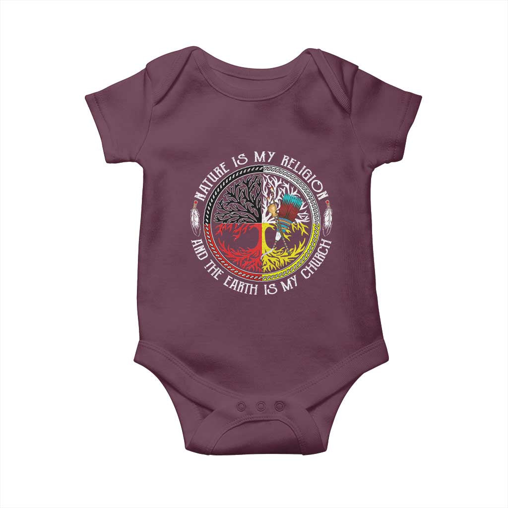 Native Americans Baby Onesie Nature Is My Religion And The Earth Is My Church Tree Peyote - Wonder Print Shop