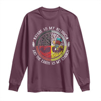 Native Americans Long Sleeve Shirt Nature Is My Religion And The Earth Is My Church Tree Peyote - Wonder Print Shop