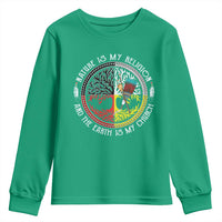 Native Americans Youth Sweatshirt Nature Is My Religion And The Earth Is My Church Tree Peyote - Wonder Print Shop