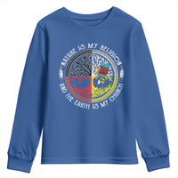 Native Americans Youth Sweatshirt Nature Is My Religion And The Earth Is My Church Tree Peyote - Wonder Print Shop
