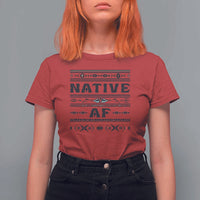 Native American Indian T Shirt For Women Native AF Vintage Beadwork Indigenous Pride - Wonder Print Shop