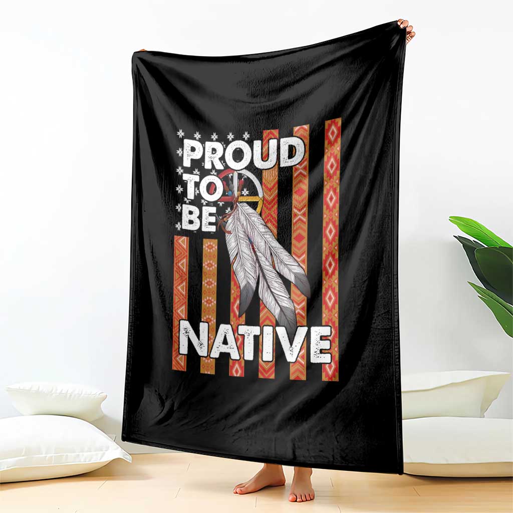 Native American Throw Blanket Proud To Be Native American Flag Tribal Prints Medicine Wheel - Wonder Print Shop