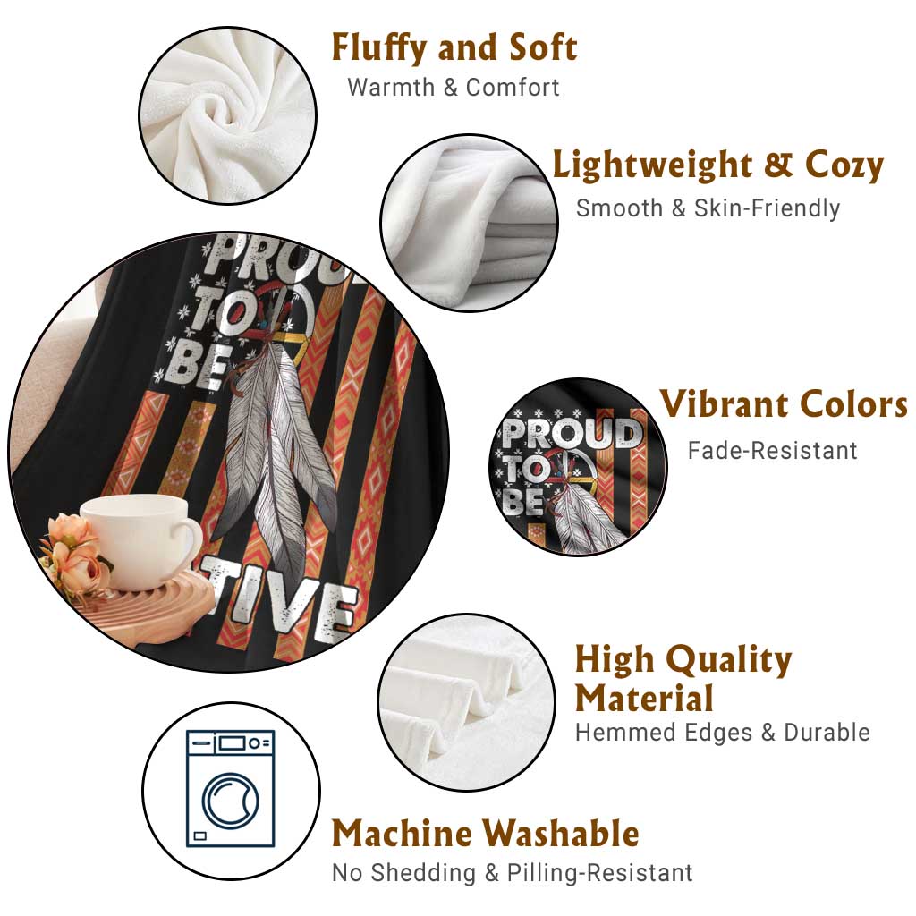 Native American Throw Blanket Proud To Be Native American Flag Tribal Prints Medicine Wheel - Wonder Print Shop