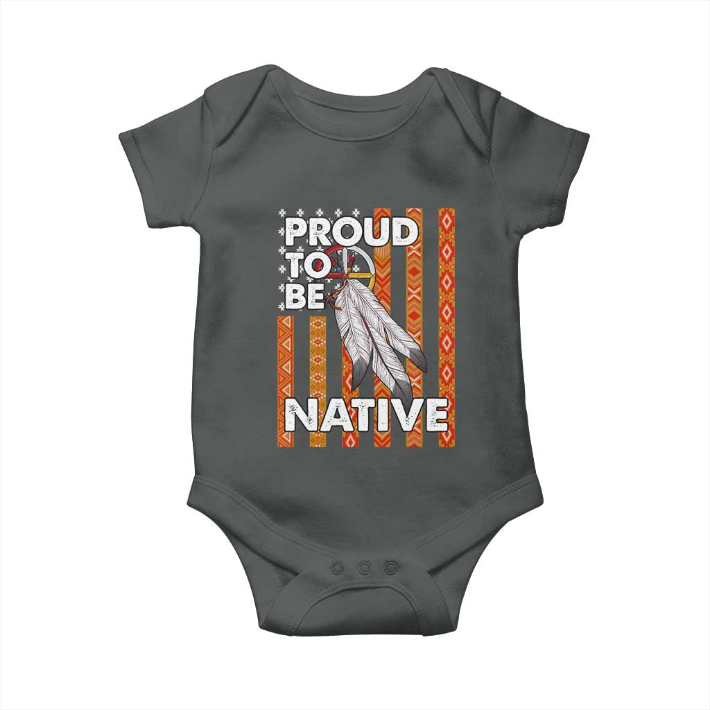 Native American Baby Onesie Proud To Be Native American Flag Tribal Prints Medicine Wheel - Wonder Print Shop