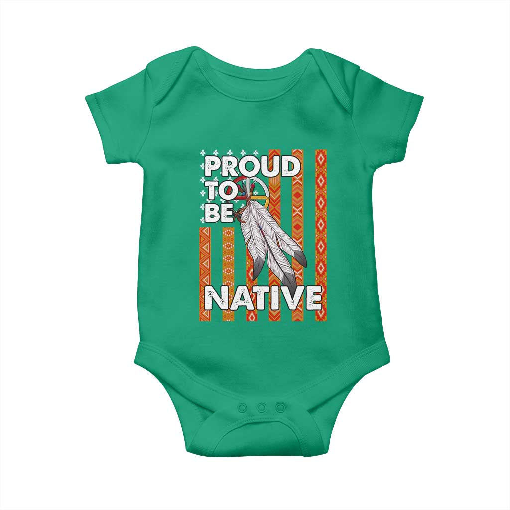 Native American Baby Onesie Proud To Be Native American Flag Tribal Prints Medicine Wheel - Wonder Print Shop