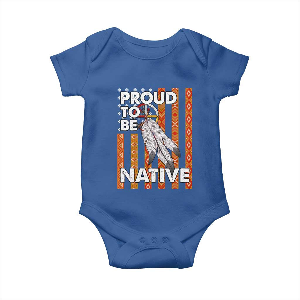 Native American Baby Onesie Proud To Be Native American Flag Tribal Prints Medicine Wheel - Wonder Print Shop