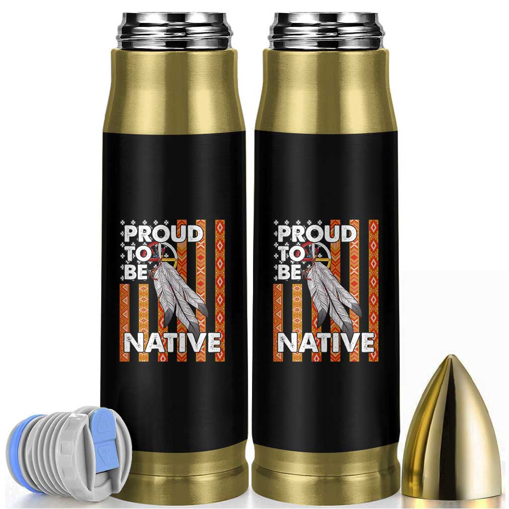 Native American Bullet Tumbler Proud To Be Native American Flag Tribal Prints Medicine Wheel - Wonder Print Shop
