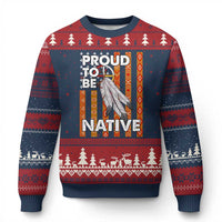 Native American Ugly Christmas Sweater Proud To Be Native American Flag Tribal Prints Medicine Wheel - Wonder Print Shop