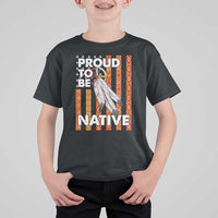 Native American T Shirt For Kid Proud To Be Native American Flag Tribal Prints Medicine Wheel - Wonder Print Shop