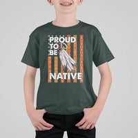 Native American T Shirt For Kid Proud To Be Native American Flag Tribal Prints Medicine Wheel - Wonder Print Shop