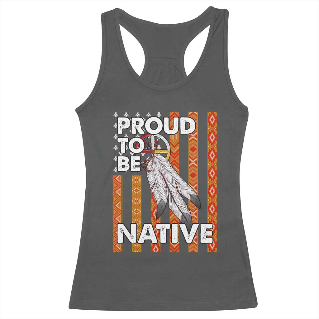 Native American Racerback Tank Top Proud To Be Native American Flag Tribal Prints Medicine Wheel - Wonder Print Shop