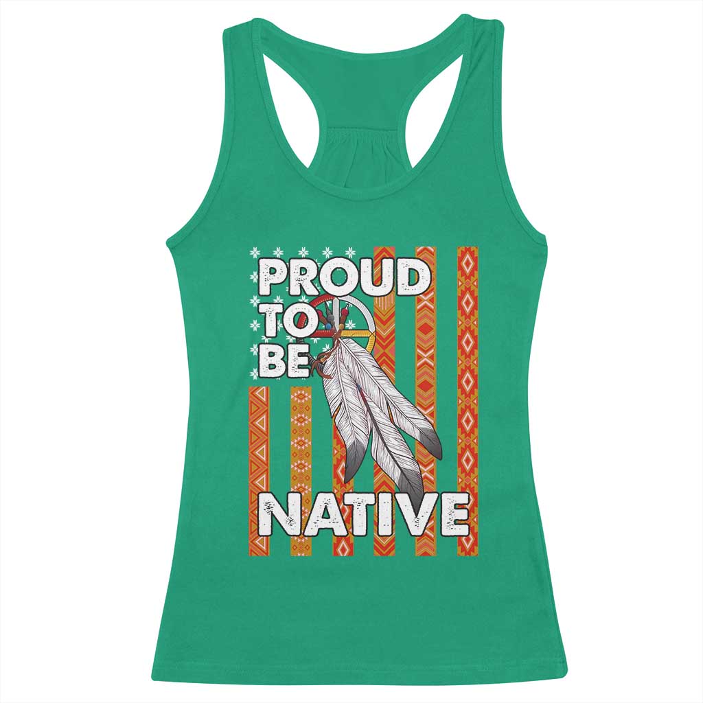 Native American Racerback Tank Top Proud To Be Native American Flag Tribal Prints Medicine Wheel - Wonder Print Shop
