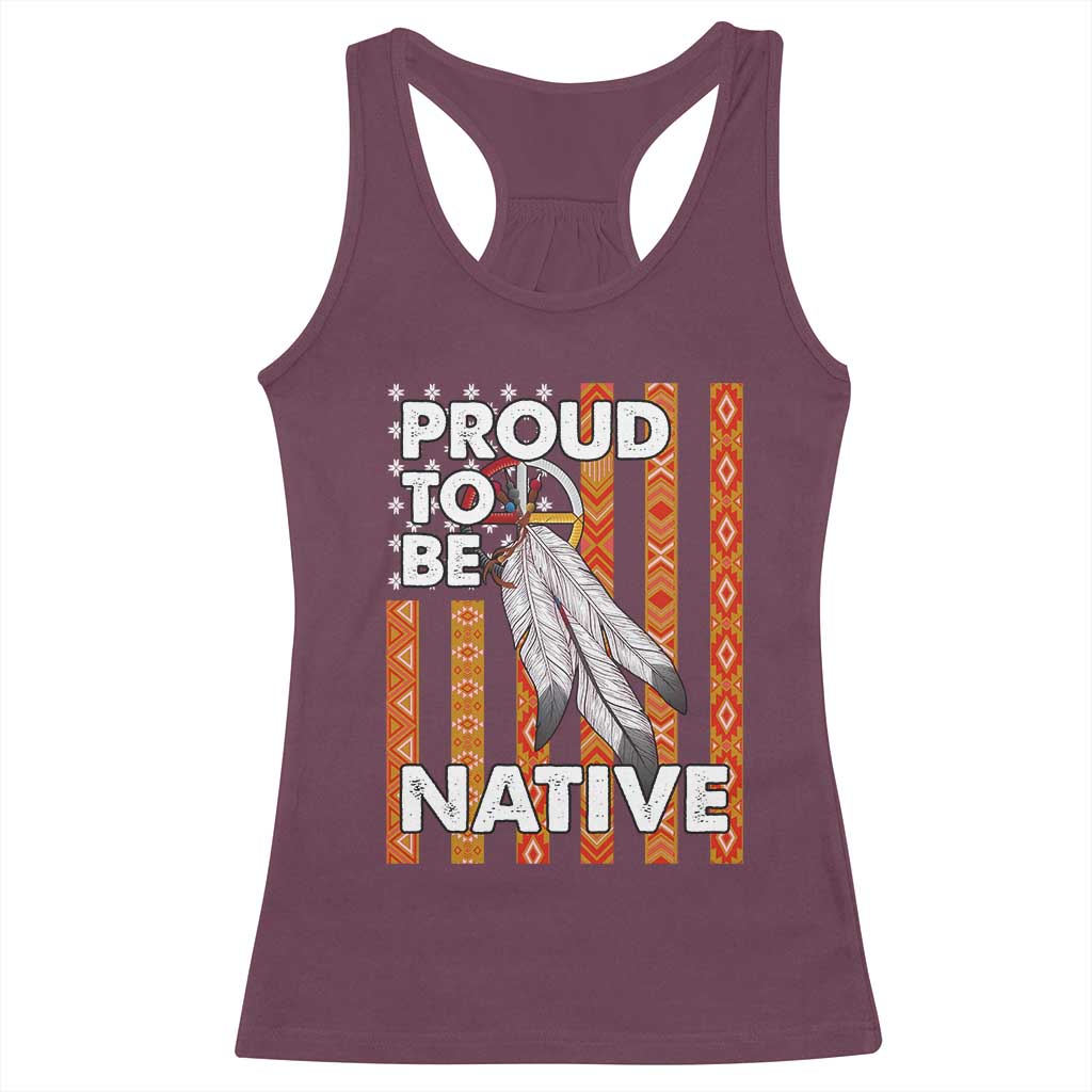 Native American Racerback Tank Top Proud To Be Native American Flag Tribal Prints Medicine Wheel - Wonder Print Shop
