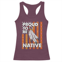 Native American Racerback Tank Top Proud To Be Native American Flag Tribal Prints Medicine Wheel - Wonder Print Shop