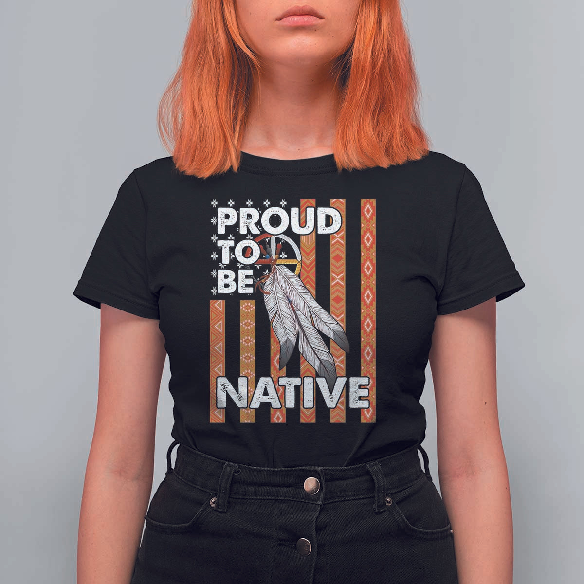 Native American T Shirt For Women Proud To Be Native American Flag Tribal Prints Medicine Wheel - Wonder Print Shop
