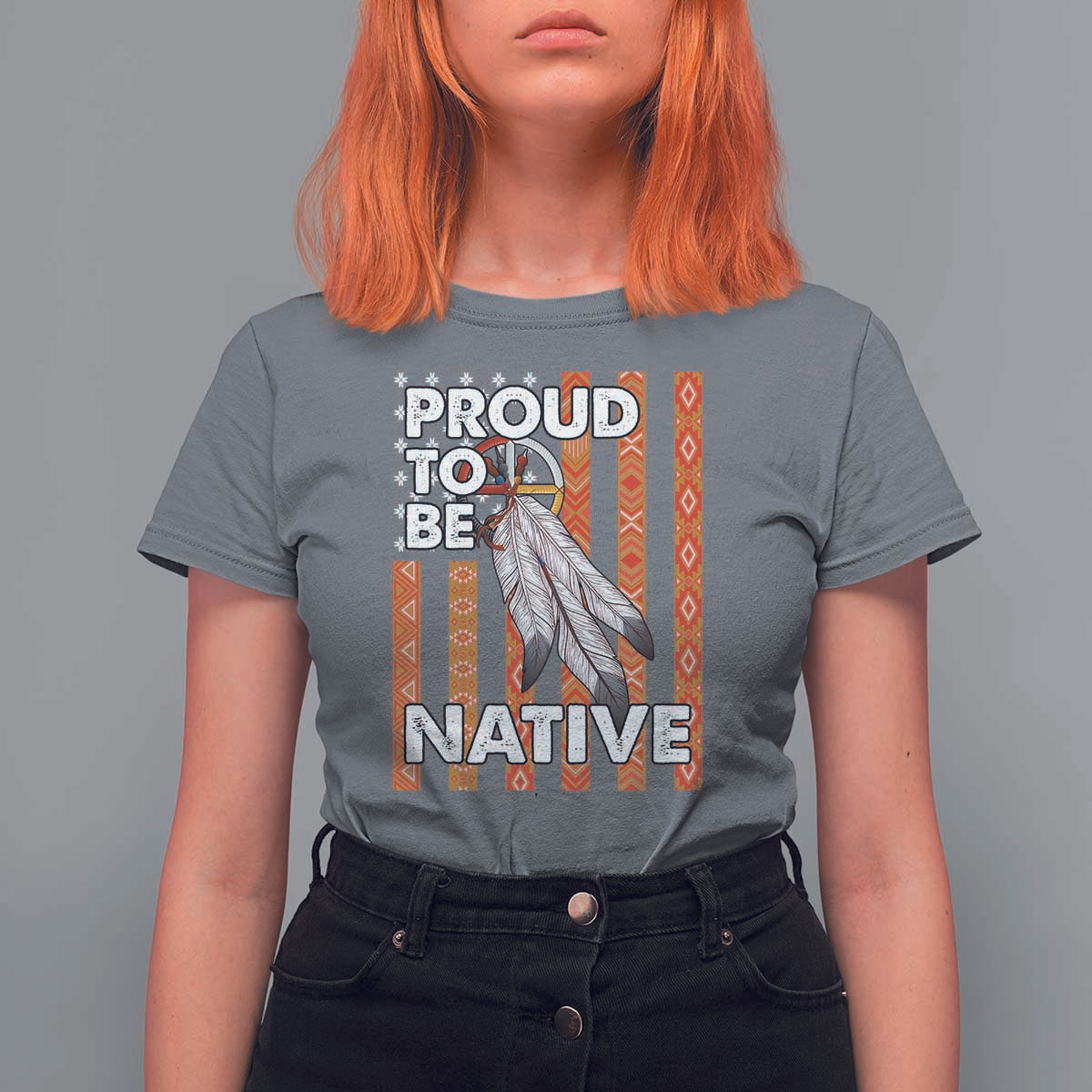 Native American T Shirt For Women Proud To Be Native American Flag Tribal Prints Medicine Wheel - Wonder Print Shop