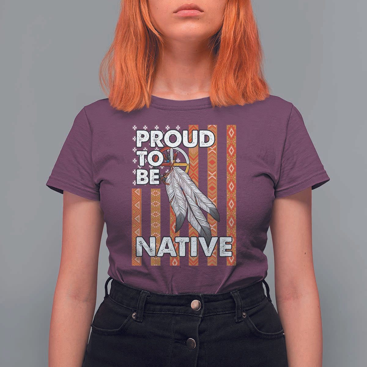 Native American T Shirt For Women Proud To Be Native American Flag Tribal Prints Medicine Wheel - Wonder Print Shop