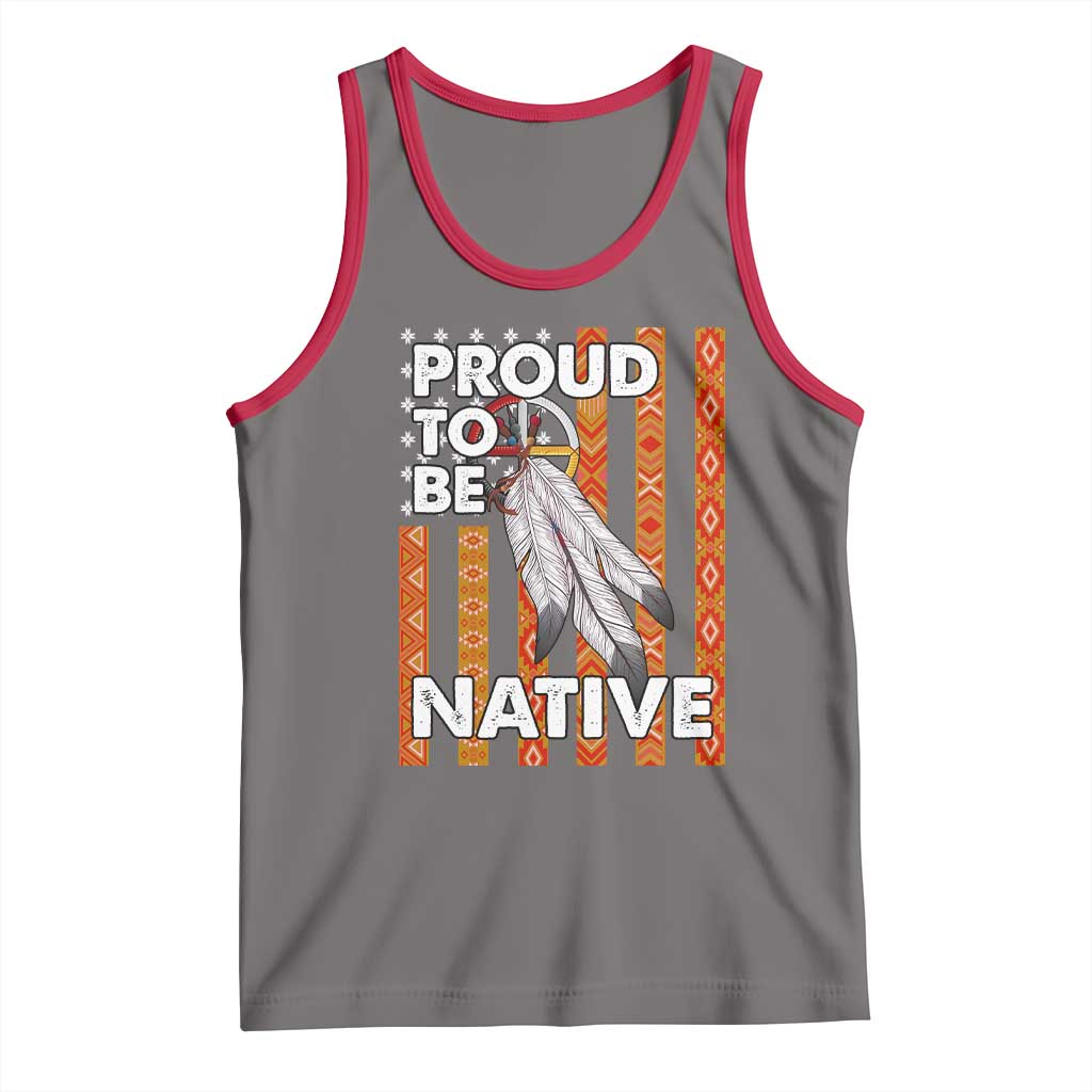 Native American Tank Top Proud To Be Native American Flag Tribal Prints Medicine Wheel - Wonder Print Shop