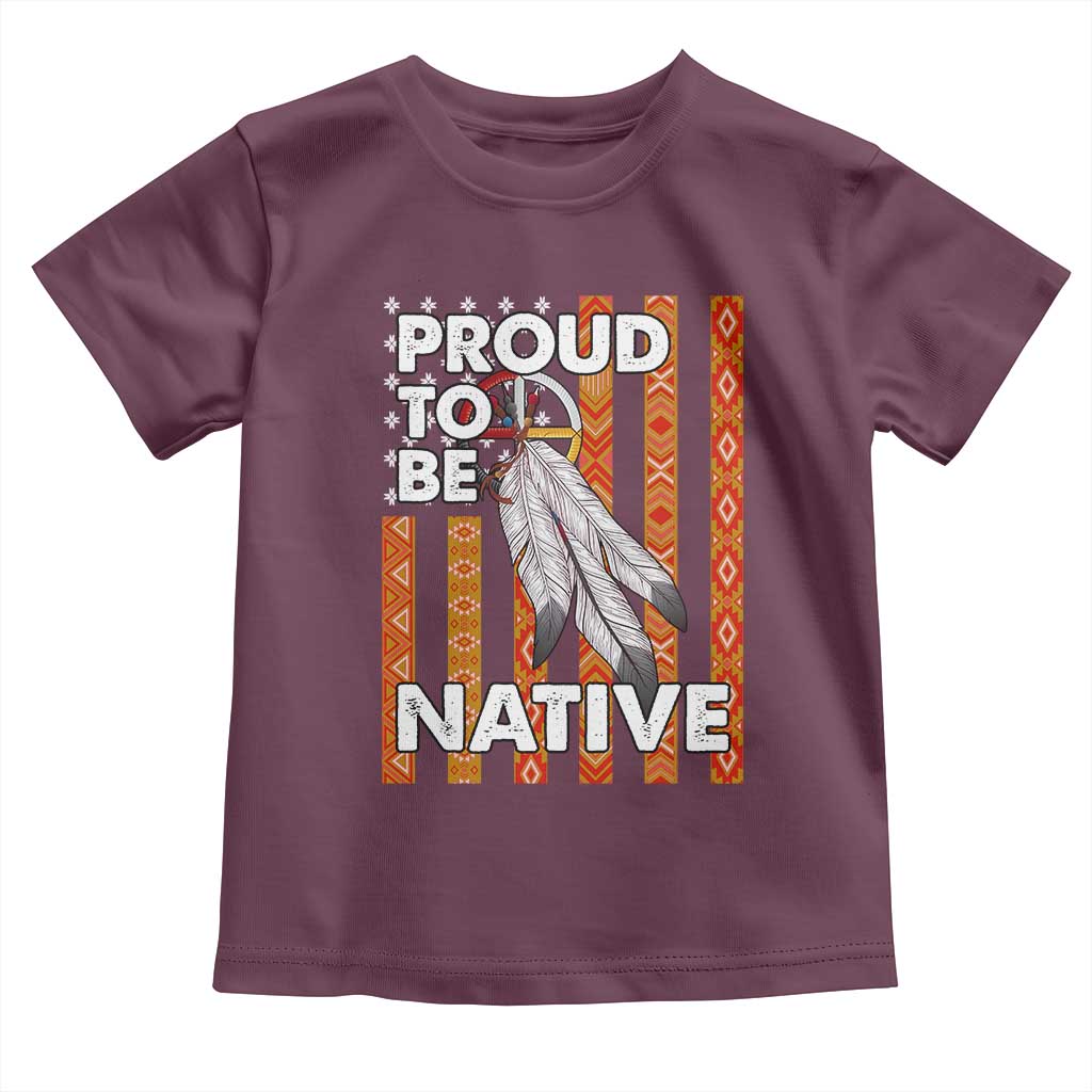 Native American Toddler T Shirt Proud To Be Native American Flag Tribal Prints Medicine Wheel - Wonder Print Shop