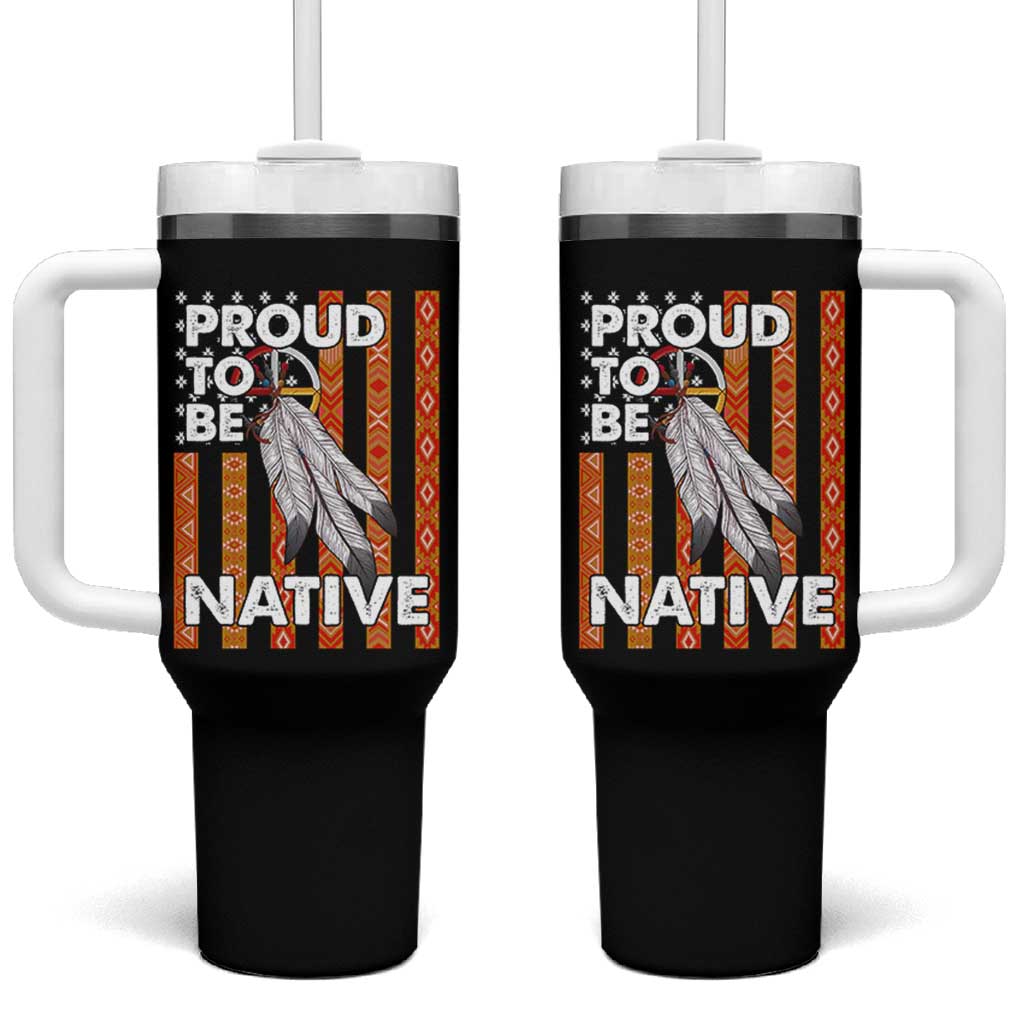 Native American Tumbler With Handle Proud To Be Native American Flag Tribal Prints Medicine Wheel - Wonder Print Shop