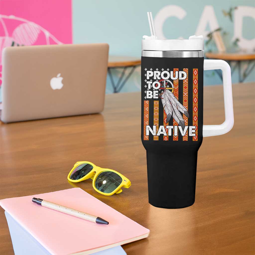 Native American Tumbler With Handle Proud To Be Native American Flag Tribal Prints Medicine Wheel - Wonder Print Shop