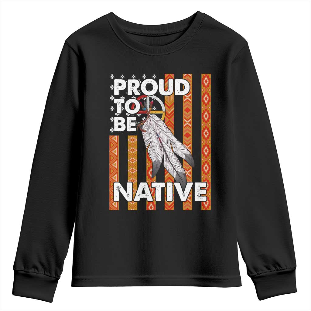 Native American Youth Sweatshirt Proud To Be Native American Flag Tribal Prints Medicine Wheel - Wonder Print Shop