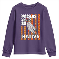 Native American Youth Sweatshirt Proud To Be Native American Flag Tribal Prints Medicine Wheel - Wonder Print Shop