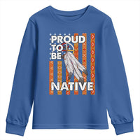 Native American Youth Sweatshirt Proud To Be Native American Flag Tribal Prints Medicine Wheel - Wonder Print Shop