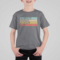 Afro Latina T Shirt For Kid Educated Powerful Proud Hispanic Heritage Month - Wonder Print Shop