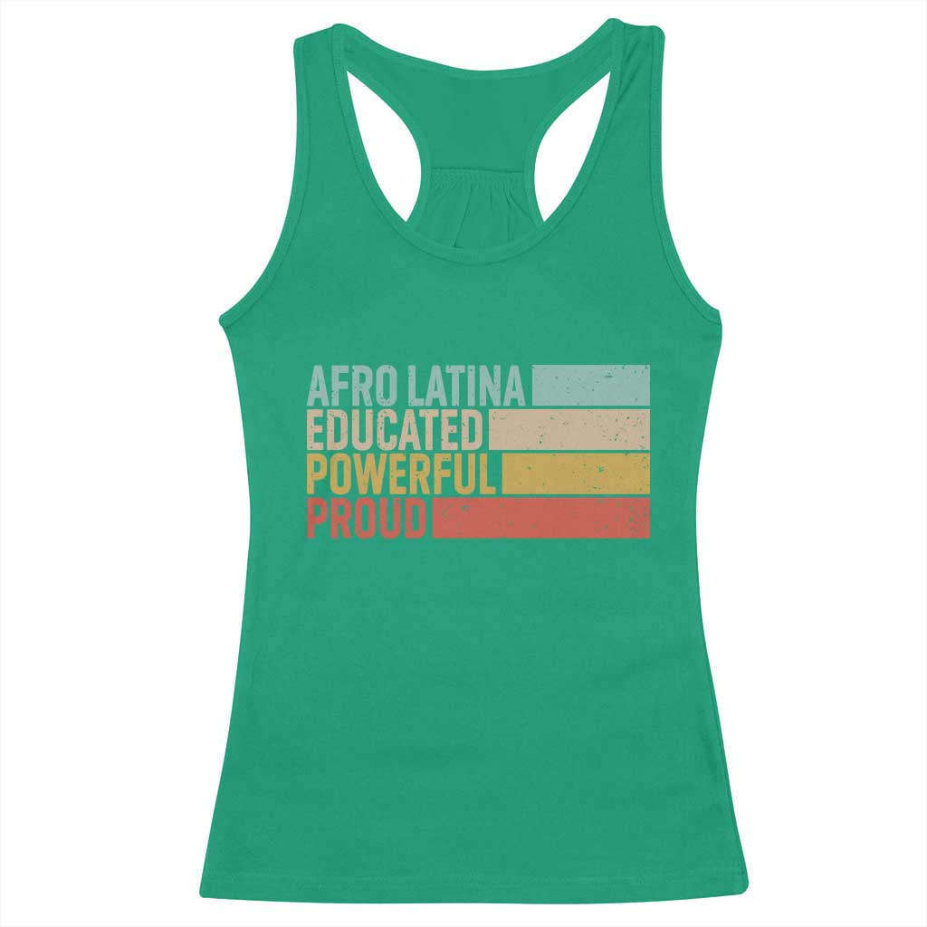 Afro Latina Racerback Tank Top Educated Powerful Proud Hispanic Heritage Month - Wonder Print Shop