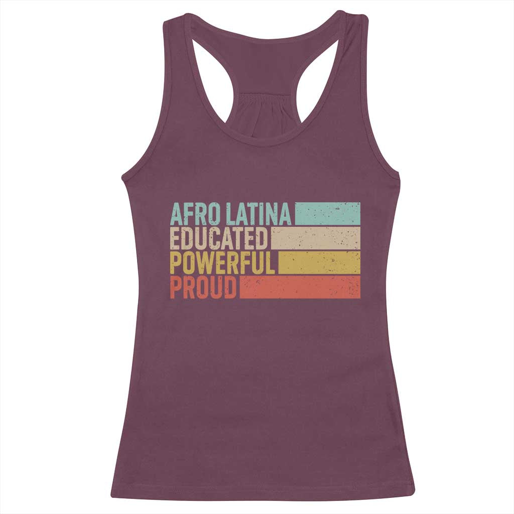 Afro Latina Racerback Tank Top Educated Powerful Proud Hispanic Heritage Month - Wonder Print Shop