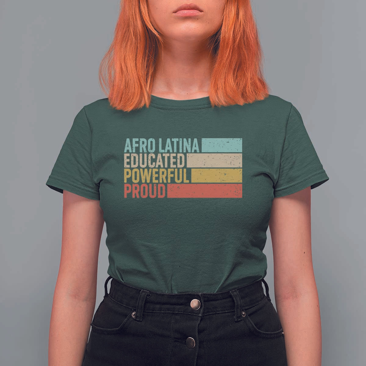 Afro Latina T Shirt For Women Educated Powerful Proud Hispanic Heritage Month - Wonder Print Shop