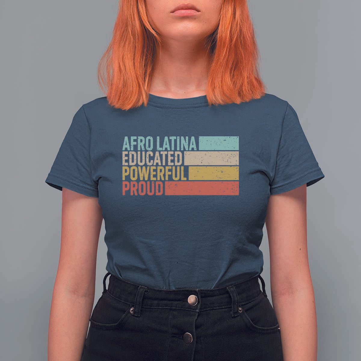 Afro Latina T Shirt For Women Educated Powerful Proud Hispanic Heritage Month - Wonder Print Shop