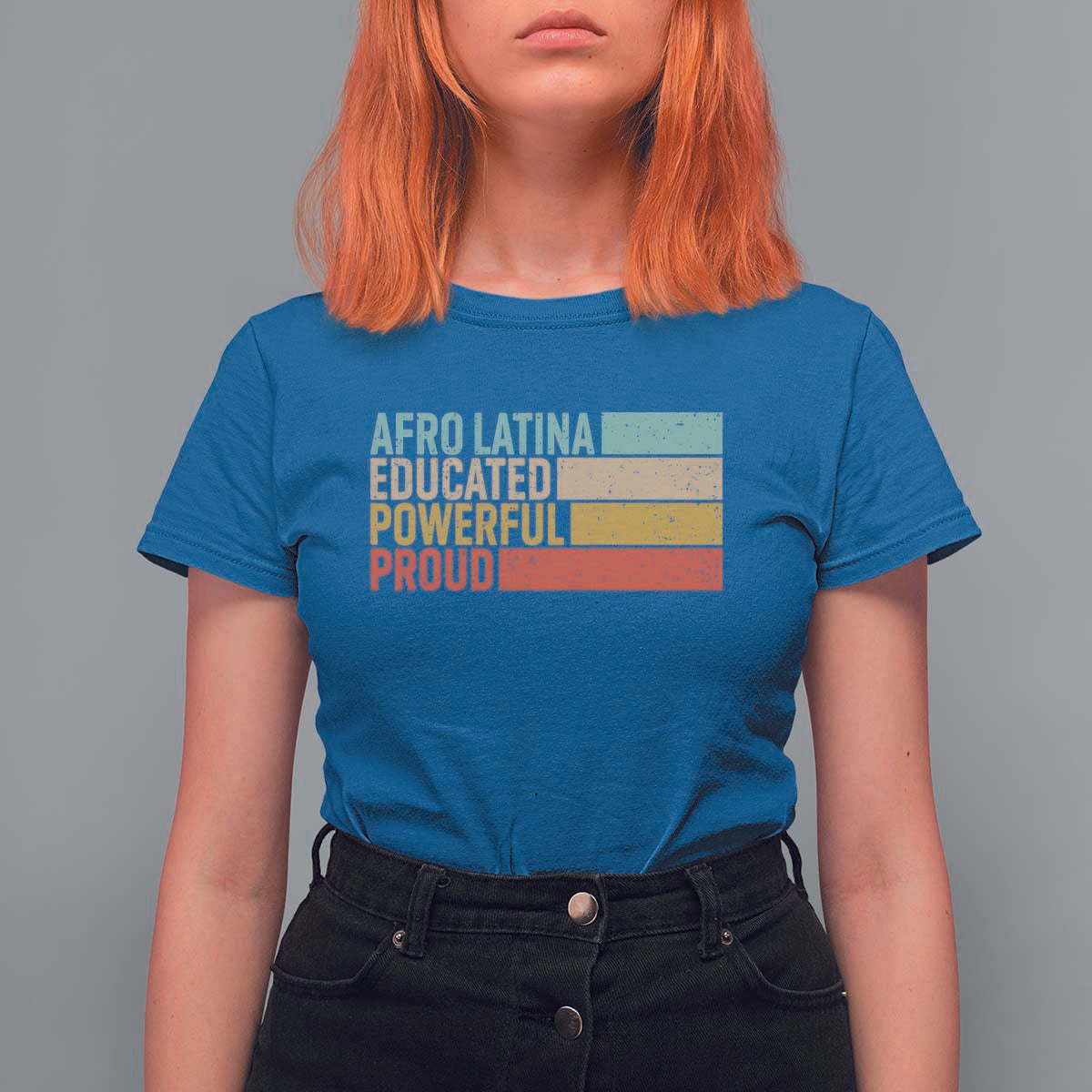 Afro Latina T Shirt For Women Educated Powerful Proud Hispanic Heritage Month - Wonder Print Shop