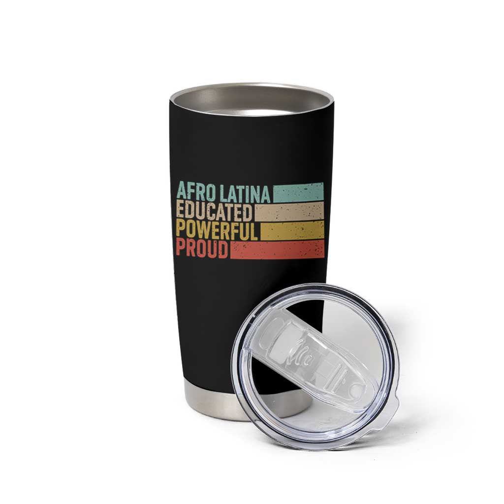 Afro Latina Tumbler Cup Educated Powerful Proud Hispanic Heritage Month - Wonder Print Shop