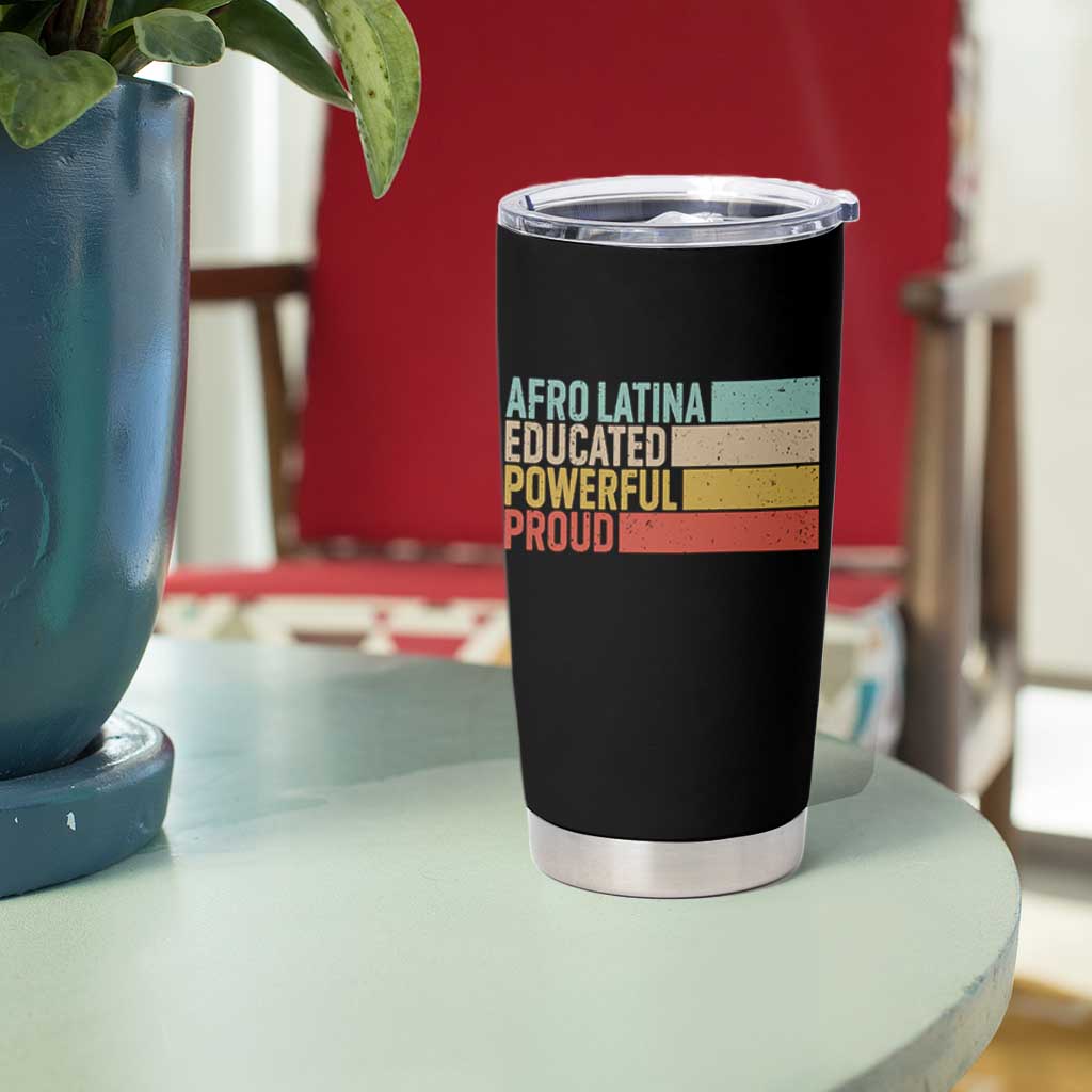 Afro Latina Tumbler Cup Educated Powerful Proud Hispanic Heritage Month - Wonder Print Shop