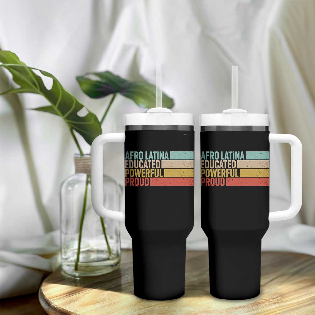 Afro Latina Tumbler With Handle Educated Powerful Proud Hispanic Heritage Month - Wonder Print Shop
