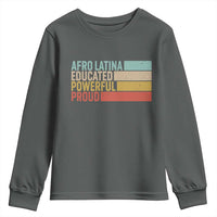 Afro Latina Youth Sweatshirt Educated Powerful Proud Hispanic Heritage Month - Wonder Print Shop