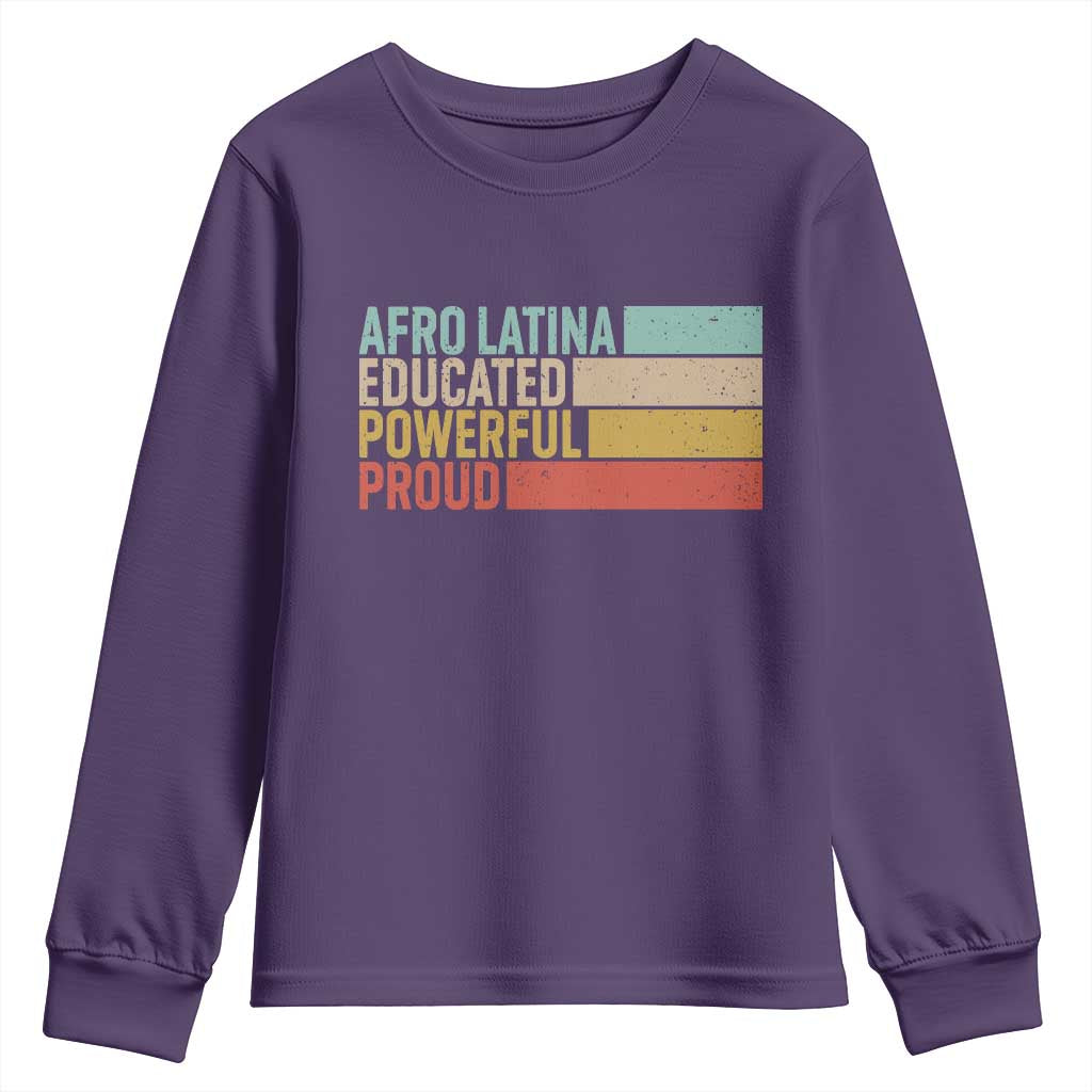 Afro Latina Youth Sweatshirt Educated Powerful Proud Hispanic Heritage Month - Wonder Print Shop