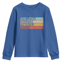 Afro Latina Youth Sweatshirt Educated Powerful Proud Hispanic Heritage Month - Wonder Print Shop