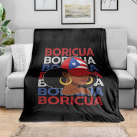 Puerto Rico Boricua Girl  Proud Puerto Rican Hispanic Heritage Throw Blanket - Wonder Print Shop