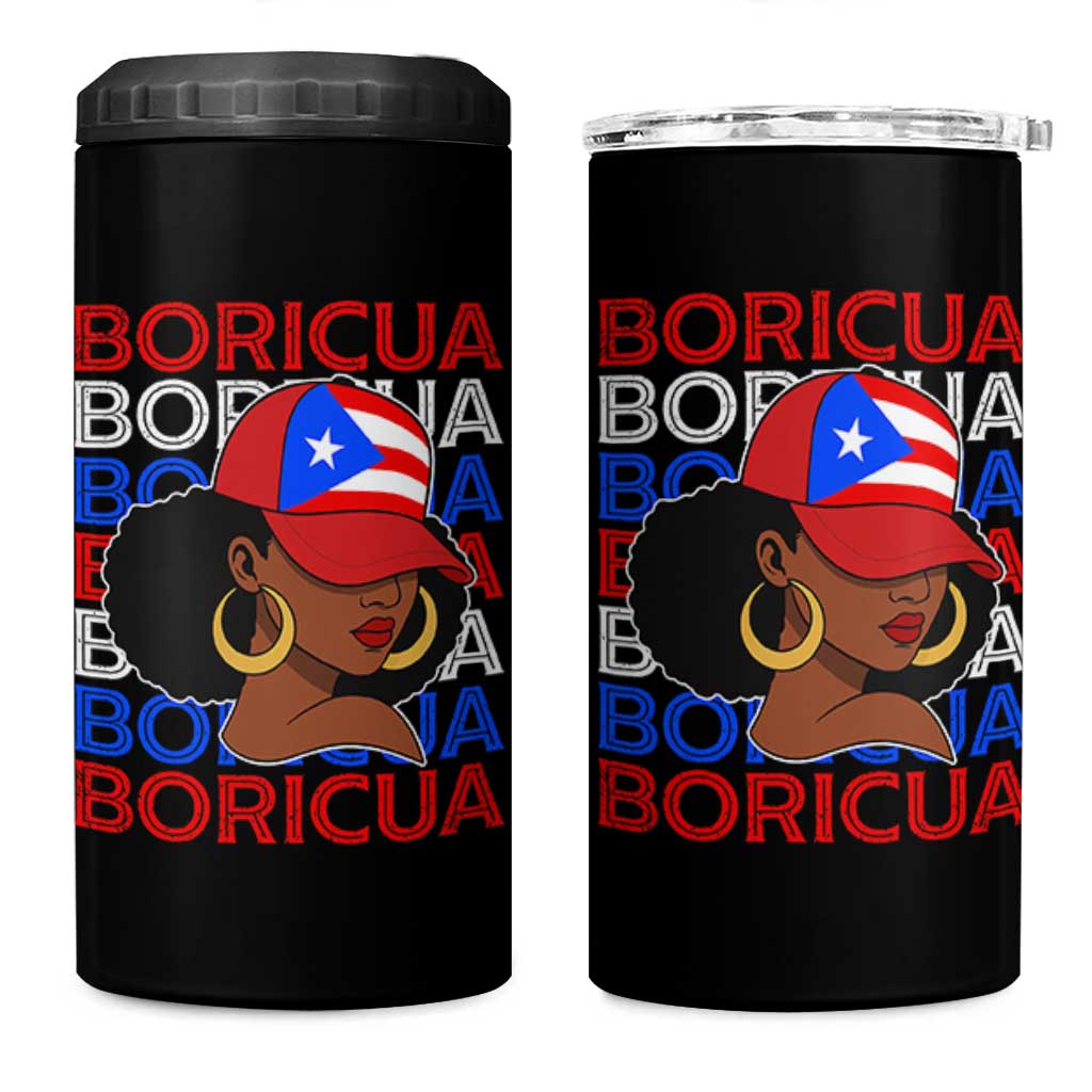 Puerto Rico Boricua Girl  Proud Puerto Rican Hispanic Heritage 4 in 1 Can Cooler Tumbler - Wonder Print Shop