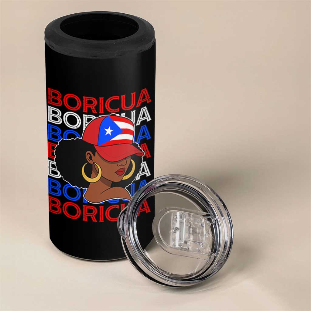 Puerto Rico Boricua Girl  Proud Puerto Rican Hispanic Heritage 4 in 1 Can Cooler Tumbler - Wonder Print Shop